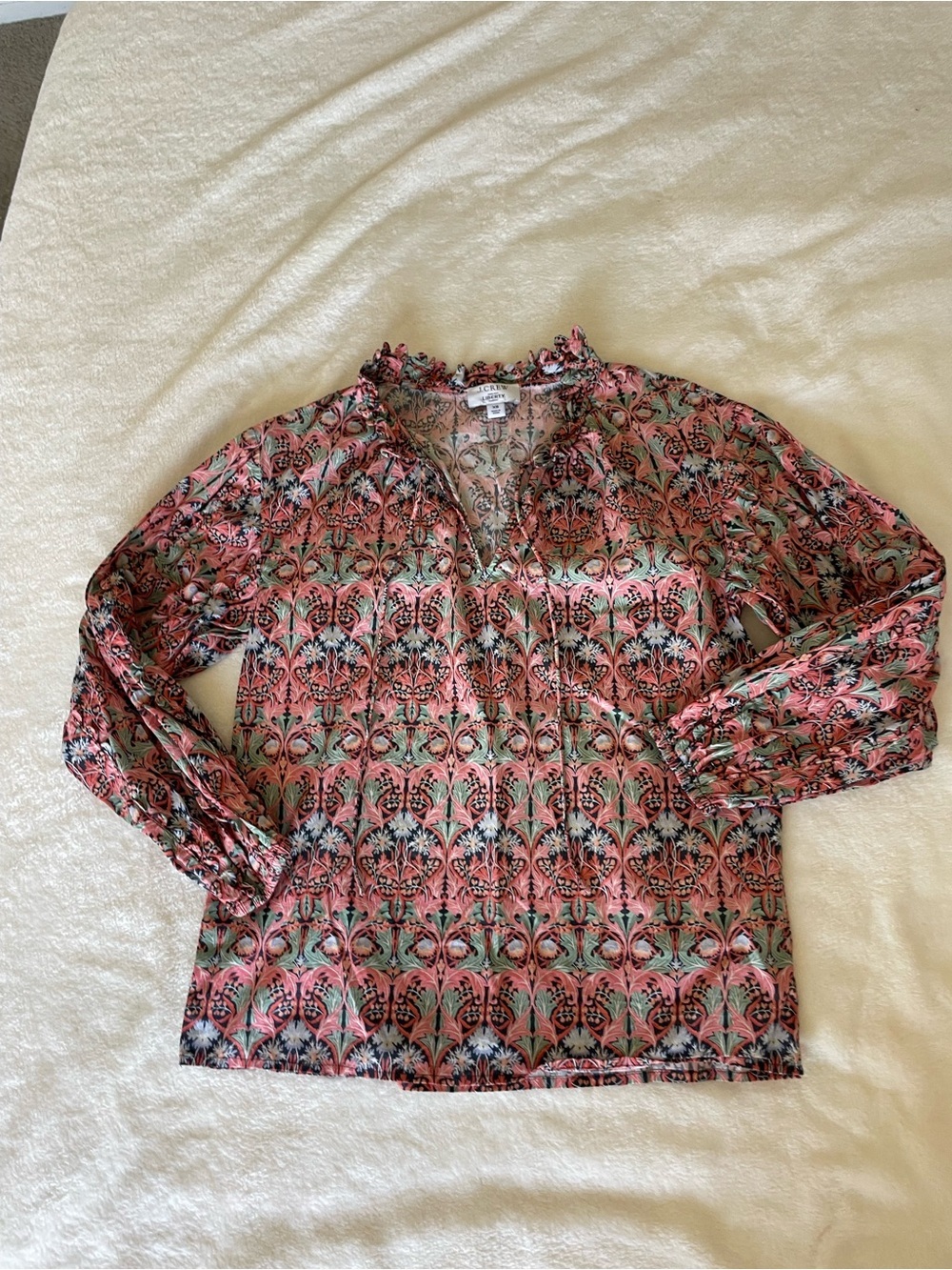 J. Crew Liberty Floral Print V-Neck Ruffle Blouse